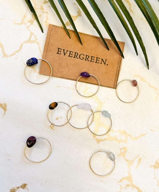 Natural Crystal Chip Gold Ring - Wide Variety Available!