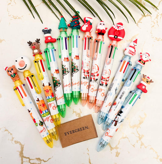 6-in-1 Multicolour Christmas Ballpoint Pen - Wide Variety Available!