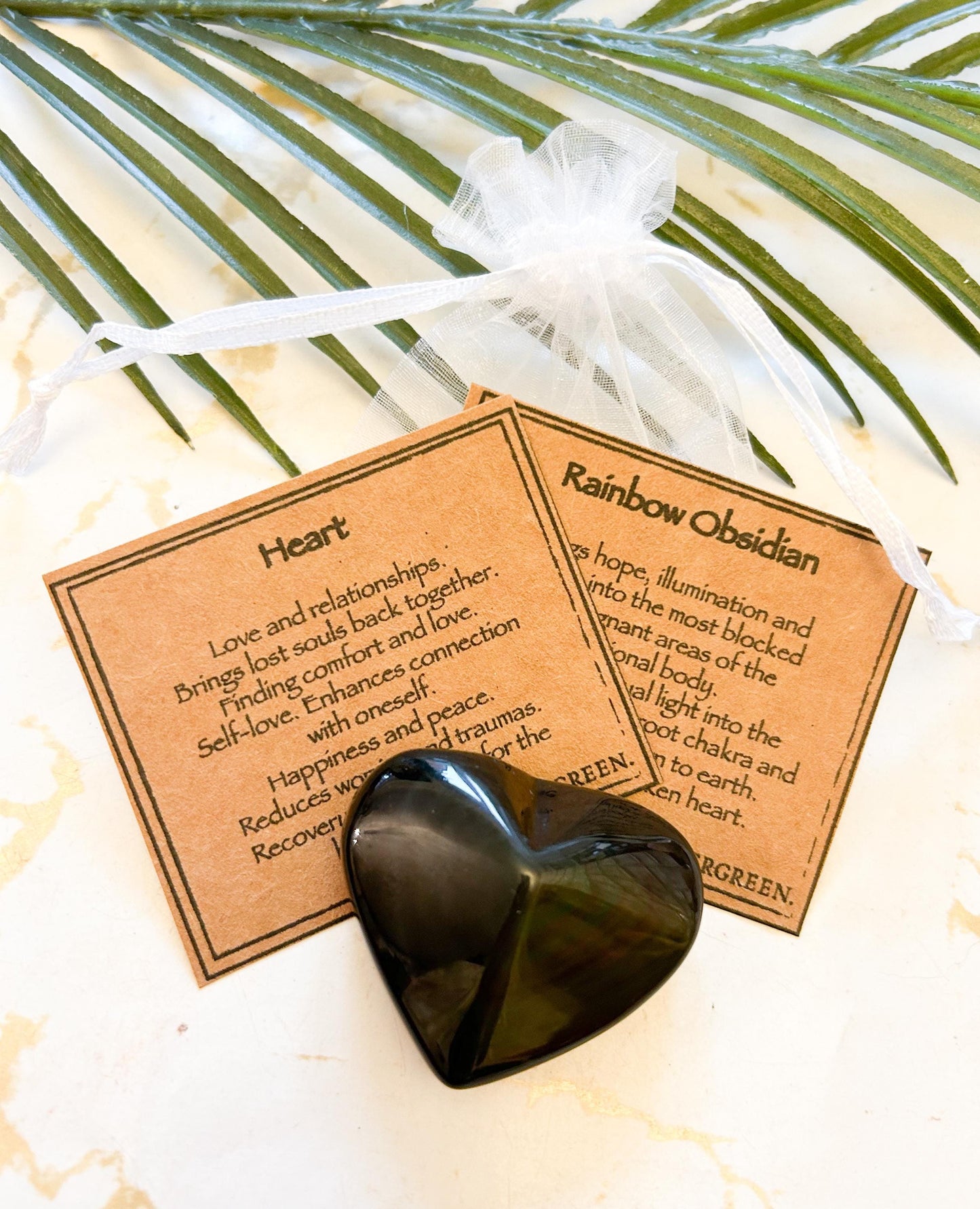 Rainbow Obsidian Crystal Heart Carving - Hope, Energy & Healing