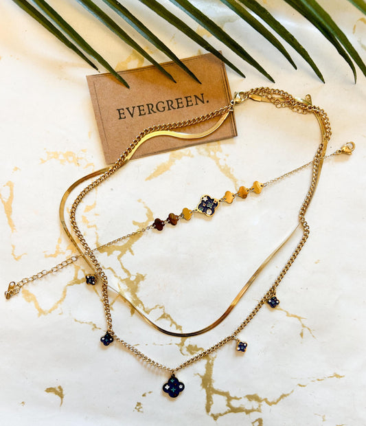 316L Stainless Steel 18K Gold Plated Enamel Four Leaf Clover Necklace / Bracelet