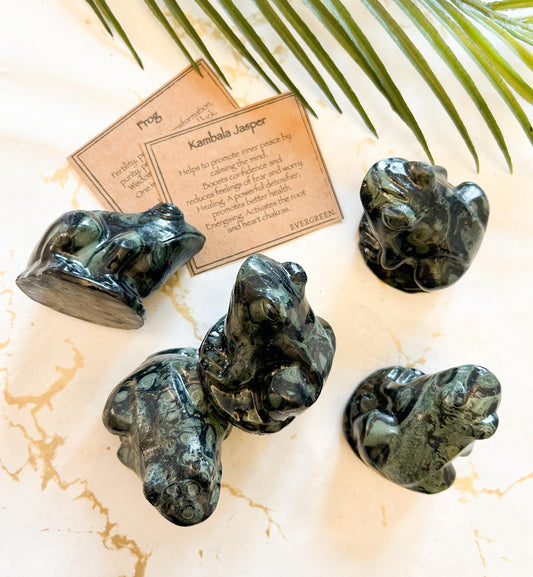 Kambala Jasper Crystal Frog Carving - Peace, Healing & Energy