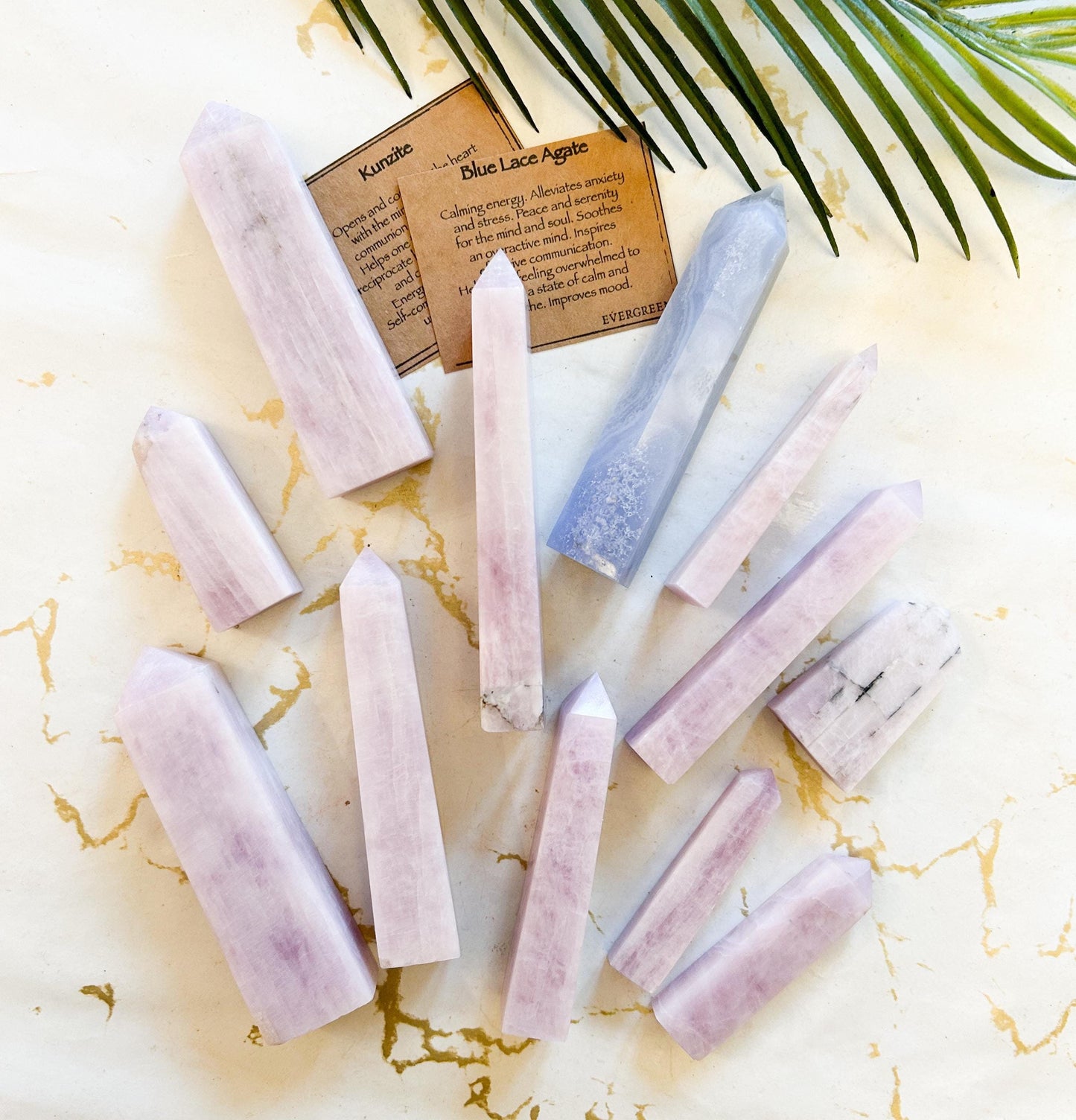 Kunzite / Blue Lace Agate Crystal Tower / Point - Calming, Connection & Love
