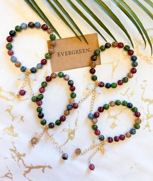 Tourmaline Crystal Convallaria Flower Pendant Bracelet