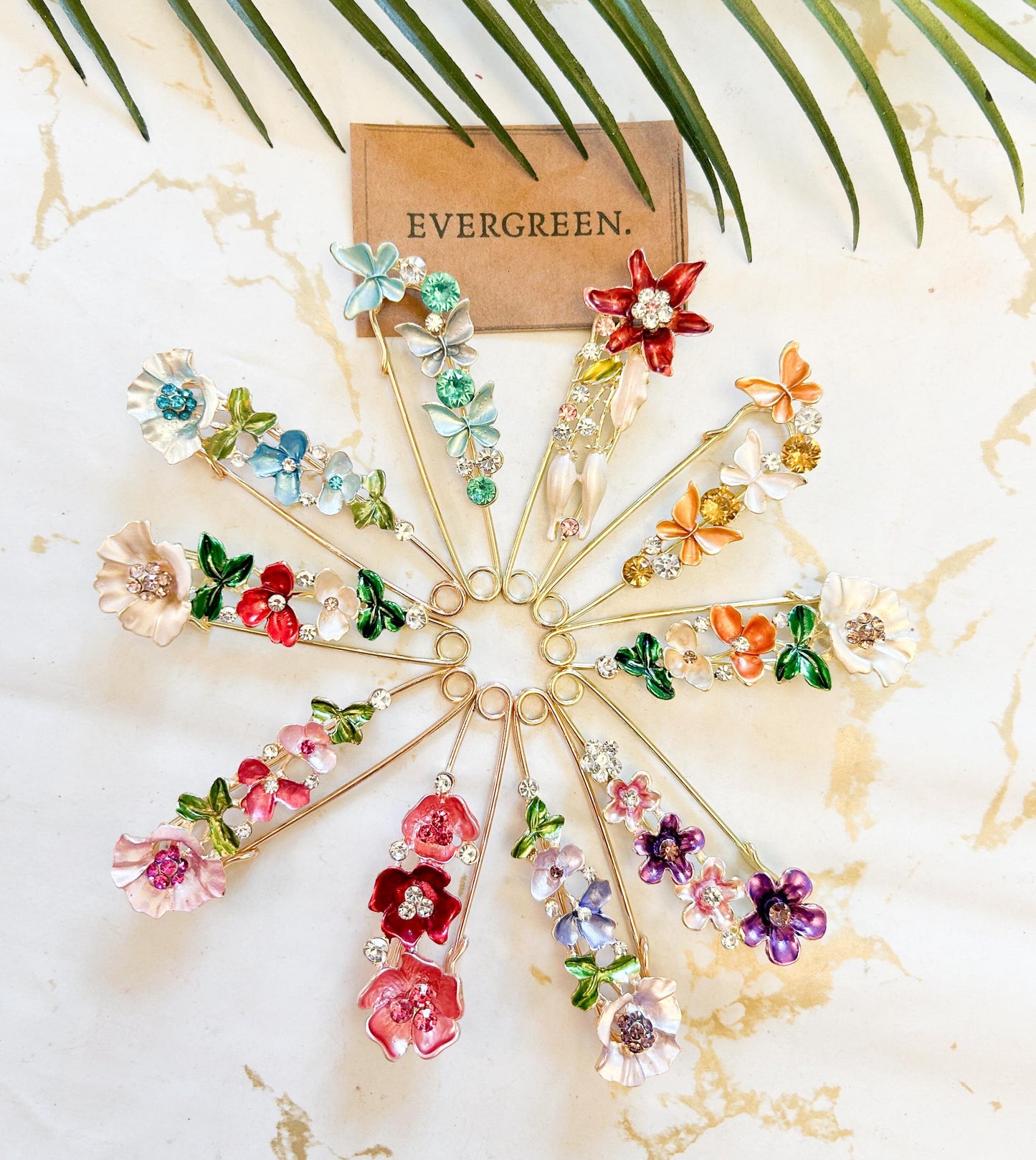 Rhinestone Floral Brooch - Blazer / Dress / Shawl / Handbag Jewellery