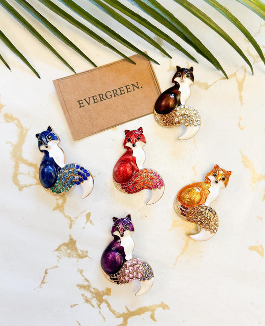 Rhinestone Fox Brooch - Wide Variety Available!