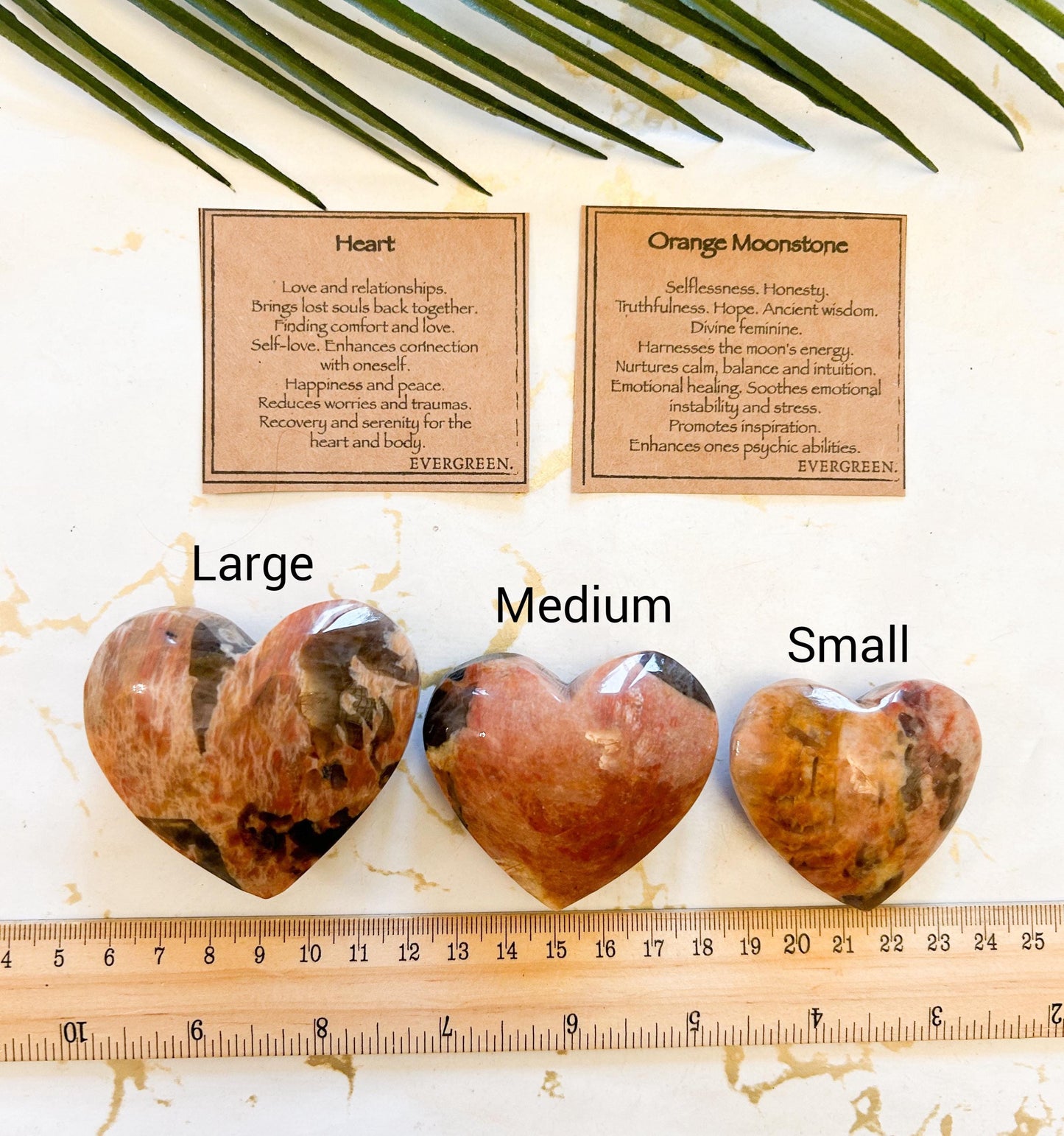 Orange Moonstone Crystal Heart - Selflessness, Honesty & Calming