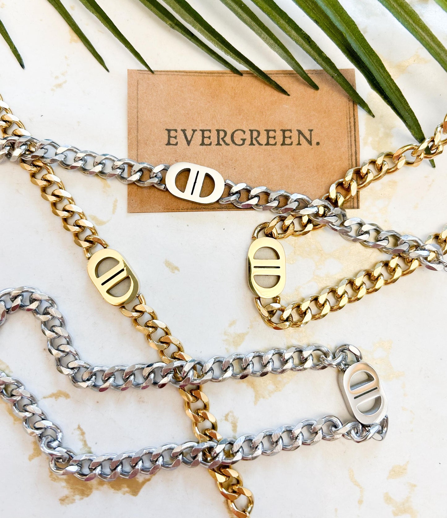 18 Karat Gold Plated Stainless Steel Cuban Link Chunky Silver / Gold Necklace / Bracelet