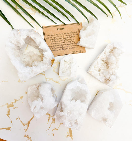 Natural Quartz Geode Crystal Free Form Druzy Point - Cleansing, Concentration & Stability