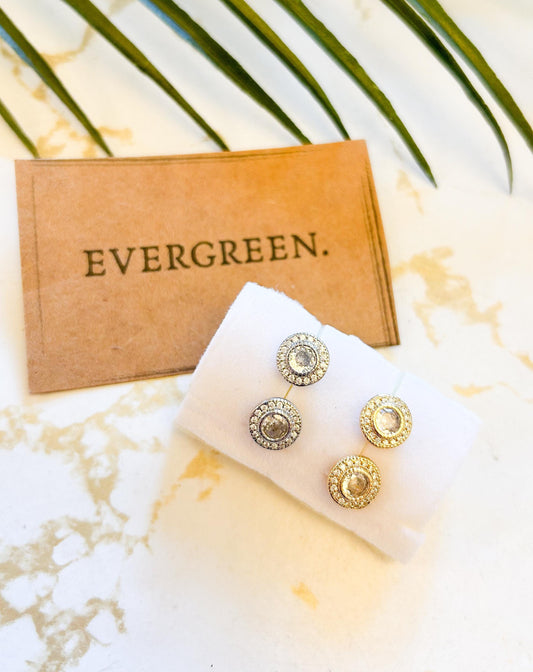 Gold / Silver Cubic Zirconia 9mm Clear Stud Earrings