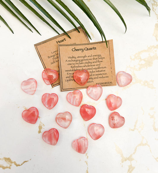 Cherry Quartz Crystal Heart 20mm - Vitality, Strength & Energy