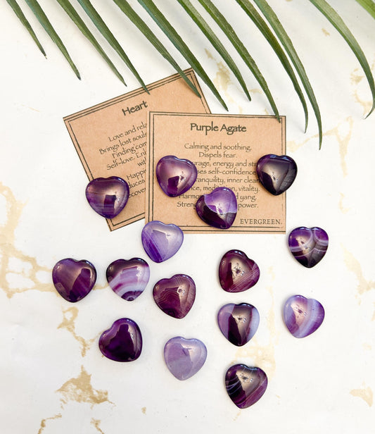 Purple Agate Crystal Heart 20mm - Calming, Strength & Balance
