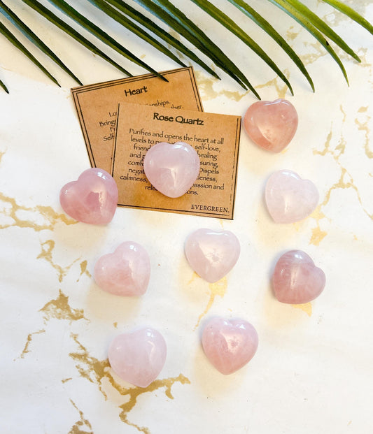 Rose Quartz Crystal Heart 15mm - Peace, Love & Healing