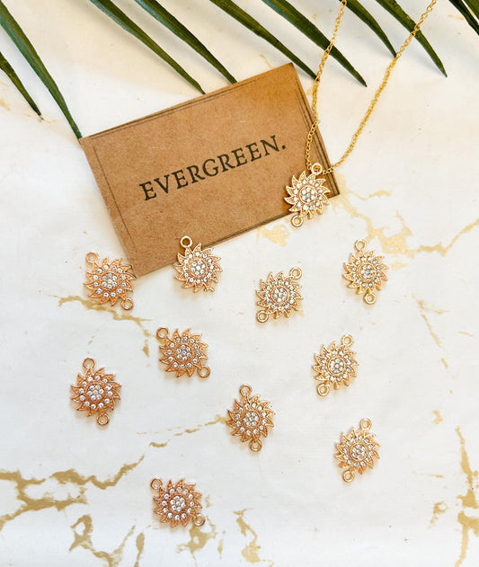 Gold Sunflower Rhinestone Pendant - Variety Of Chains Available!