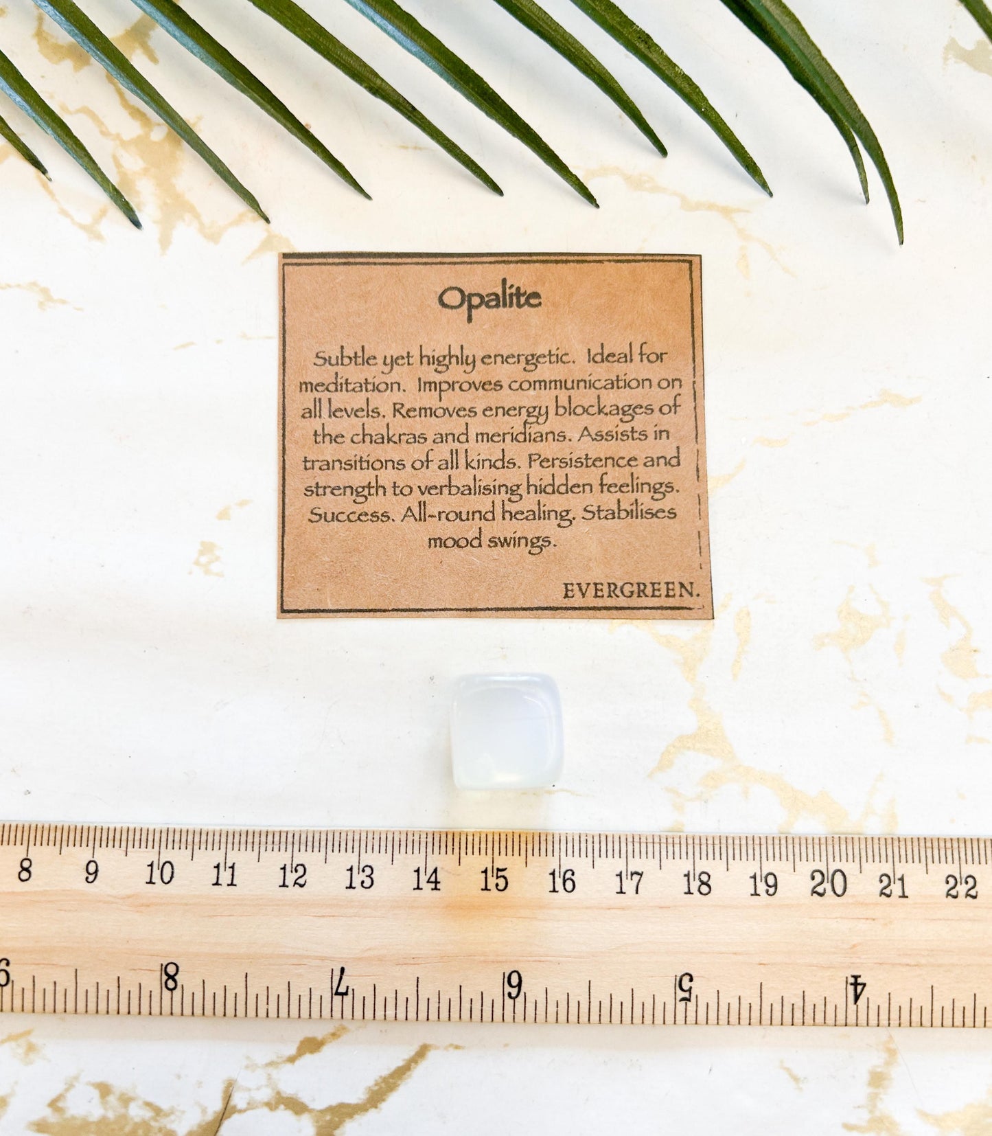 Opalite Crystal Tumbled Stone Cube - Communication, Meditation & Strength