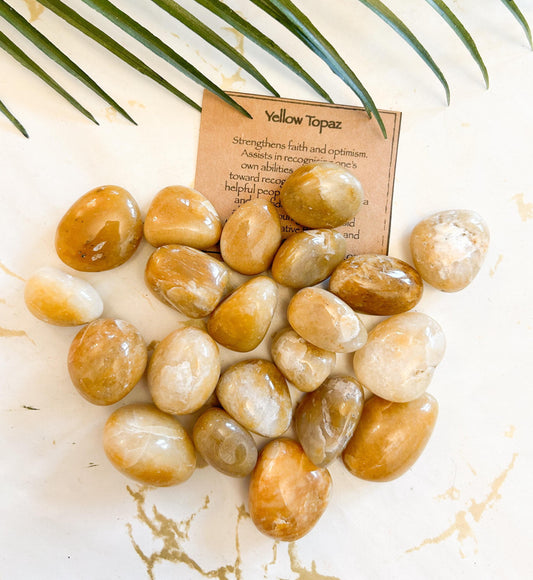 Yellow Topaz Crystal Tumbled Stone - Optimism, Courage & Faith