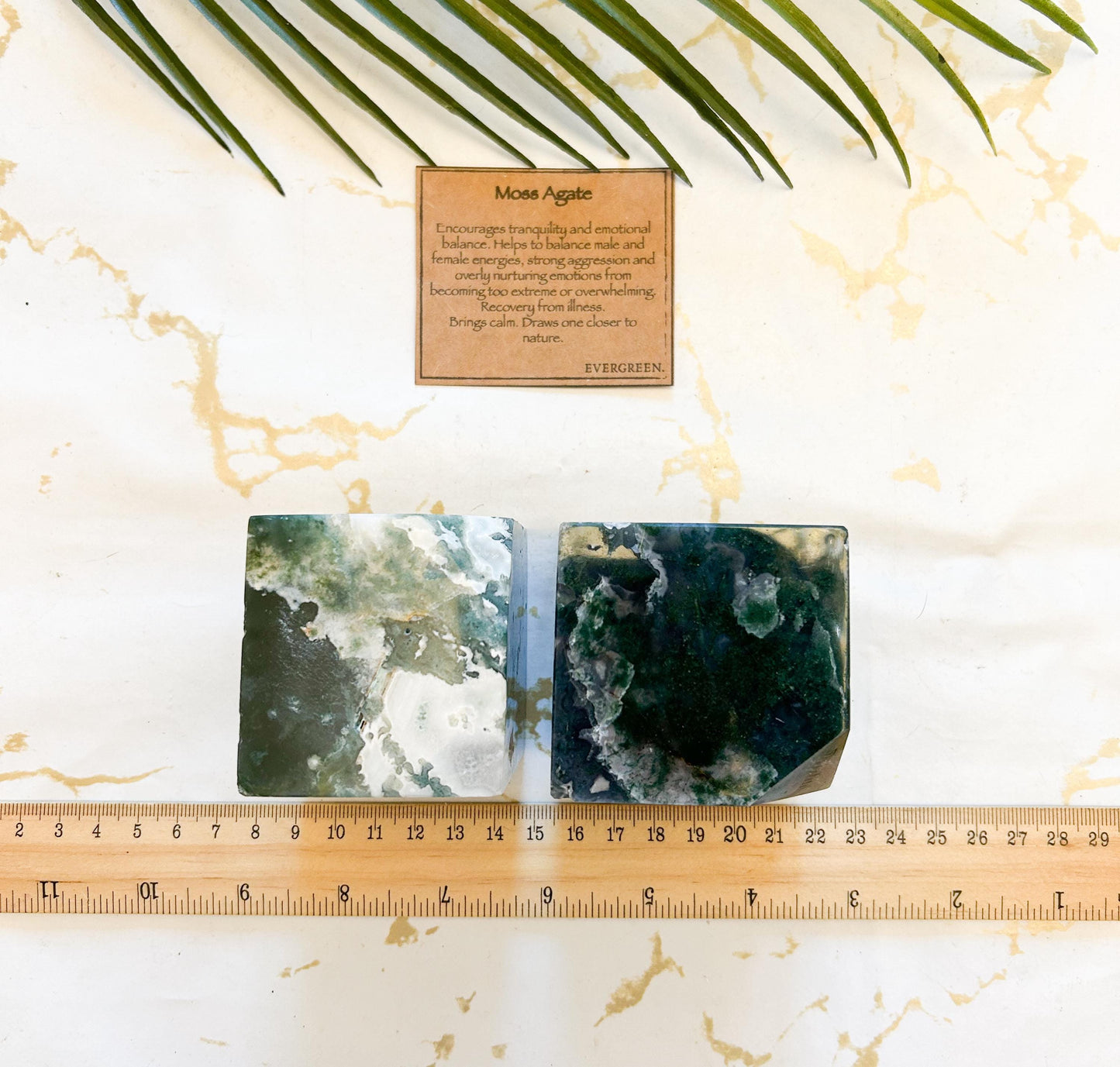 Moss Agate Crystal Druzy Cube Carving - Tranquility, Balance & Recovery