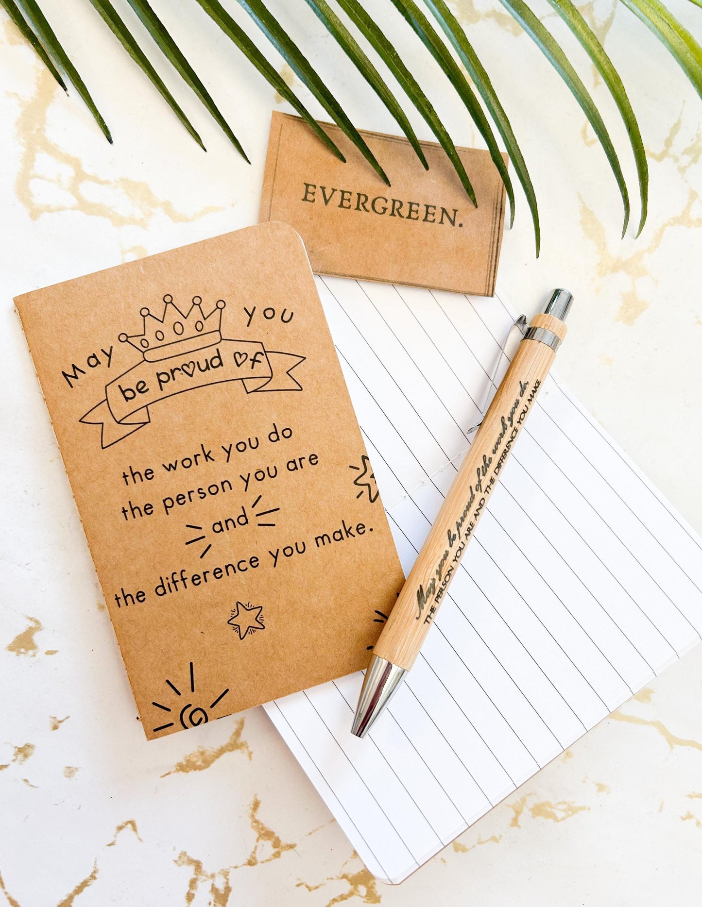 Lined Notebook & Black Ink Pen / Biro Set - May You Be Proud Of The Work You Do The Person You Are And The Difference You Make