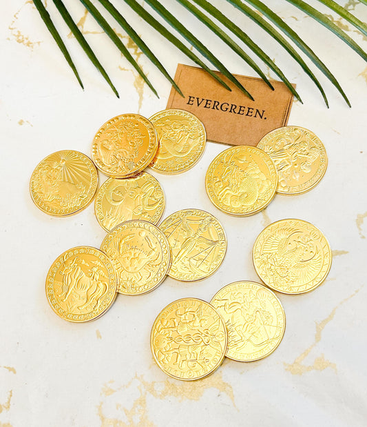 Gold Plated Zodiac Commemorative Coin - Birthday / Christmas / Star Sign / Birth