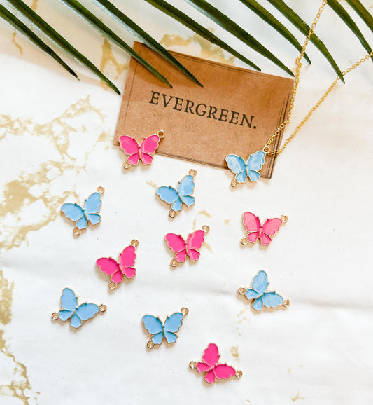 Butterfly Pendant / Charm - Pink / Blue / Variety Of Chains Available!