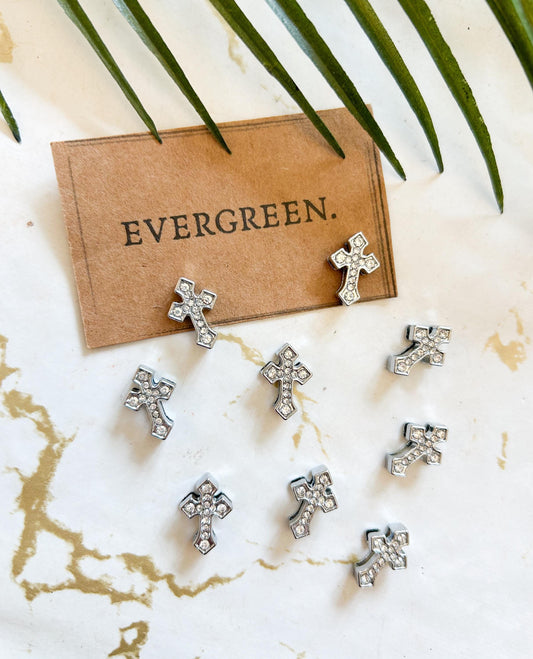 Silver Rhinestone Cross / Crucifix Pendant